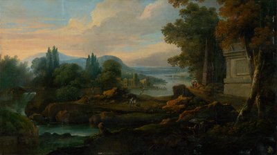 Romantische Landschaft mit Meeresbucht von Unbekannt