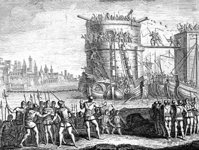 Belagerung von Damiette, Ägypten, 13. Jahrhundert, 18. Jahrhundert von Unbekannt