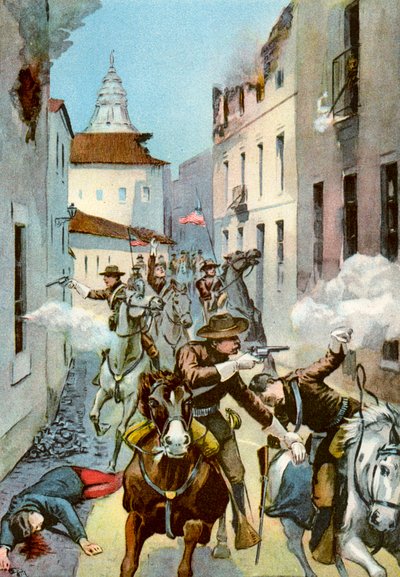 Straßenschlacht in Santiago, Kuba, Spanisch-Amerikanischer Krieg, 1898 von Unbekannt