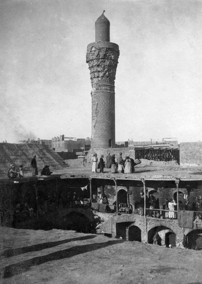 Suq al-Ghazl Minarett, Bagdad, Irak, 1917-1919 von Unbekannt