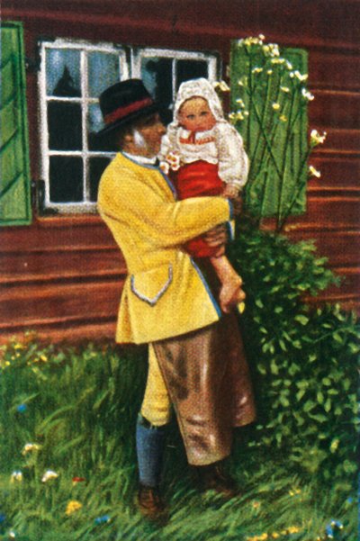 Schwedische Menschen in traditioneller Tracht, um 1928 von Unbekannt