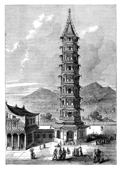 Der Porzellanturm von Nanjing, China, um 1895 von Unbekannt