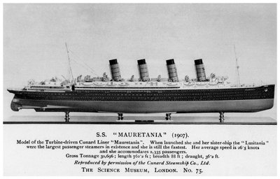 Die RMS Mauretania, 20. Jahrhundert von Unbekannt