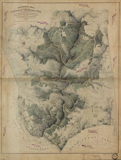 Topografische Skizze der Umgebung von Washington, D.C. von Unbekannt