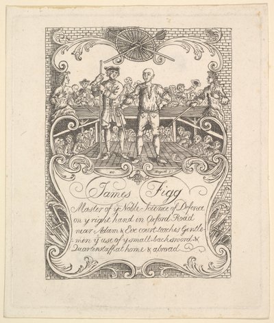 Handelskarte für James Figg, 1790er Jahre von Unbekannt