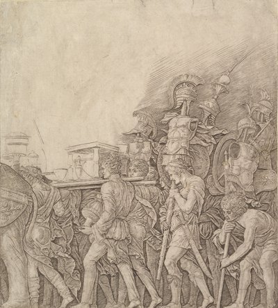 Triumph des Cäsar: Soldaten tragen Trophäen, ca. 1490 von Unbekannt