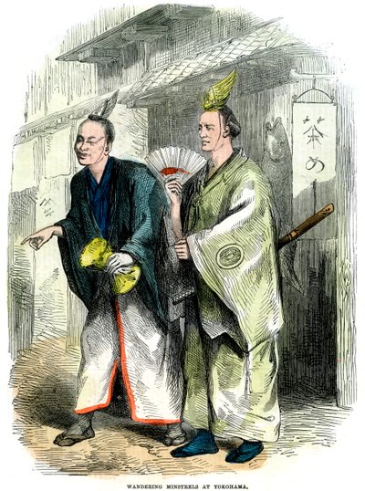 Wandernde Minnesänger in Yokohama, Japan, 1864 von Unbekannt