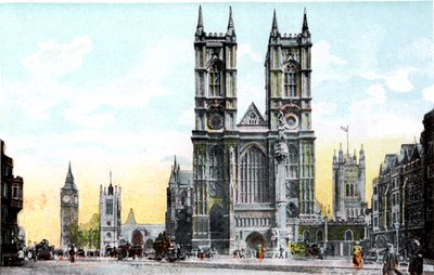 Westminster Abbey und Big Ben, London, 20. Jahrhundert von Unbekannt