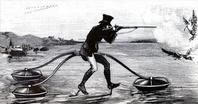 Wildvögel auf einem Wasserfahrrad jagen von Unbekannt