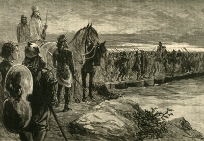 Xerxes überquert den Hellespont, 1890 von Unbekannt