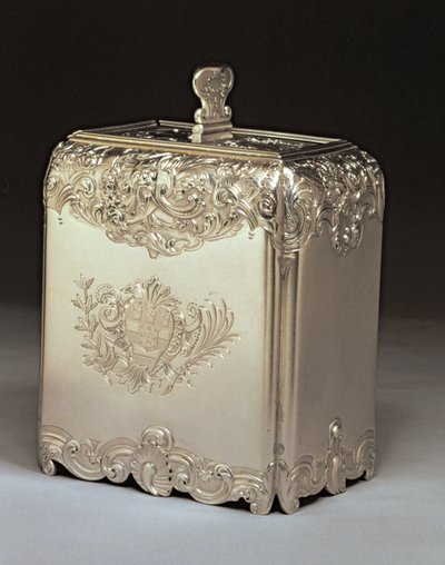 Silberne Teedose von Paul de Lamerie von Unbekannt Unbekannt