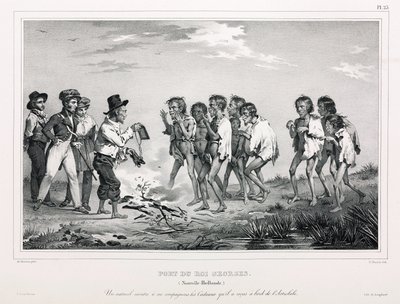 Aborigines mit westlichen Schmuckstücken, New Holland von Unbekannt