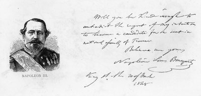 Handschrift und Unterschrift von Napoleon III. von Unbekannt