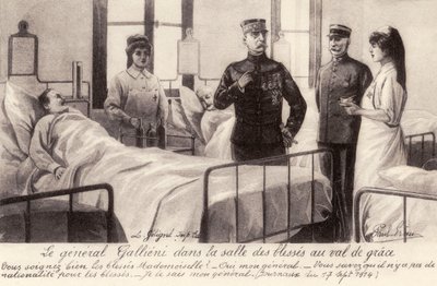 Joseph Gallieni besucht die Verwundeten von Unbekannter Künstler