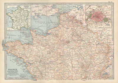 Karte von Frankreich, ca. 1900 (Kupferstich) von Unbekannter Künstler