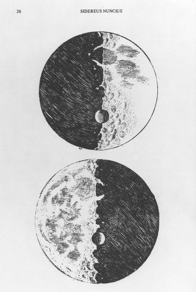 Mondzeichnung von Galileo, ca. 1610 von Unbekannt