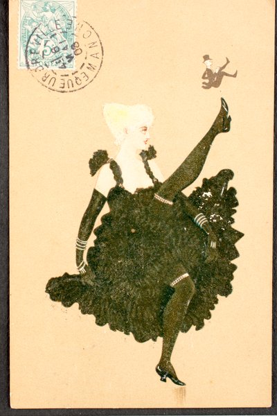 Alte Postkarte/Französischer Cancan/Frau der Belle Époque von William M. Timlin