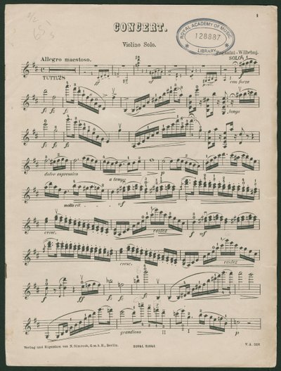 Paganini Violinkonzert Nr. 1, op. 6 von Unbekannter Künstler