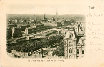 Postkarte/Seine vom Turm Saint Gervais/Paris/Seine/Île-de-France/Frankreich von William M. Timlin