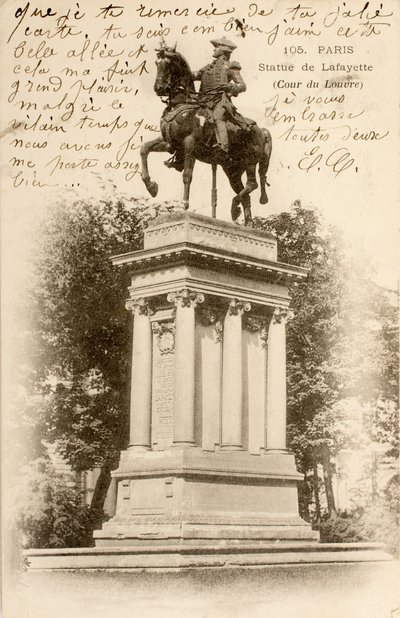 Postkarte Statue von Lafayette Cour du Louvre Paris Seine Ile de France Frankreich von William M. Timlin