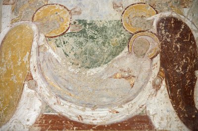 Abtei Saint-Savin, romanische Malerei: Beerdigung, Saint-Savin-sur-Gartempe, Frankreich von Unbekannt