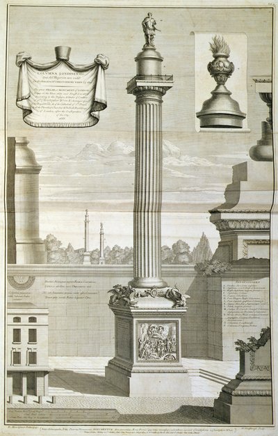 Das Monument, entworfen von Christopher Wren von Unbekannt