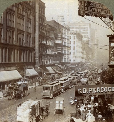 State Street, Chicago, Illinois, USA, 1908 von Underwood and Underwood