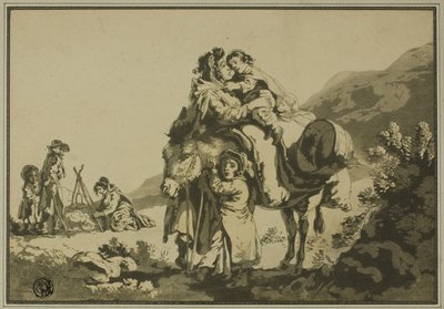 Familie von Reisenden beim Ausruhen von Unknown