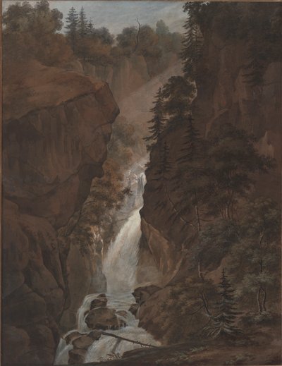 Landschaft mit Wasserfall von Unknown