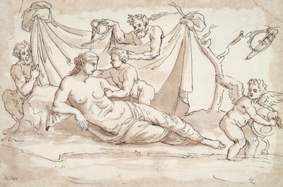 Venus und Amoretten und zwei Satyrn von Unknown