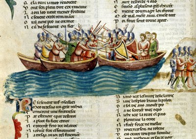 Eine Seeschlacht. Miniatur des 13. Jahrhunderts von Unknown artist