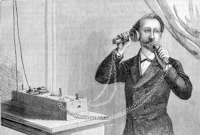 Bells Telefon. 19. Jahrhundert (Gravur) von Unknown artist