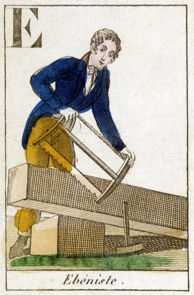 Ebenist bei der Arbeit - Gravur, ca. 1800 von Unknown artist