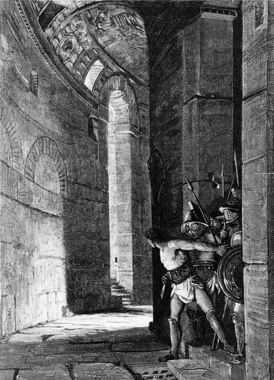 Flucht des Spartacus. Gravur des 19. Jahrhunderts. von Unknown artist
