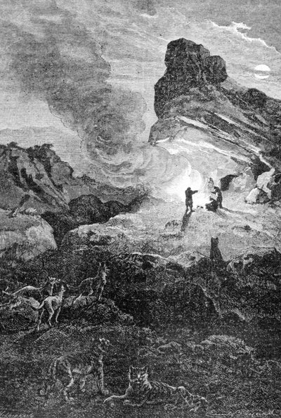 Leben im Paläolithikum. Gravur des 19. Jahrhunderts von Unknown artist