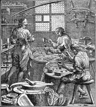 Herstellung von Näharbeiten im 18. Jahrhundert von Unknown artist
