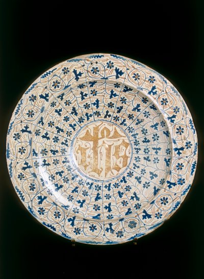 Teller mit kristallisiertem Monogramm, Valencia-Herstellung von Unknown artist