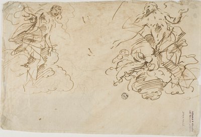 Zwei Figuren in Wolken von Unknown Italian