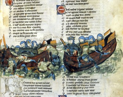 Eine Seeschlacht. Miniatur aus dem 13. Jahrhundert von Unknown artist