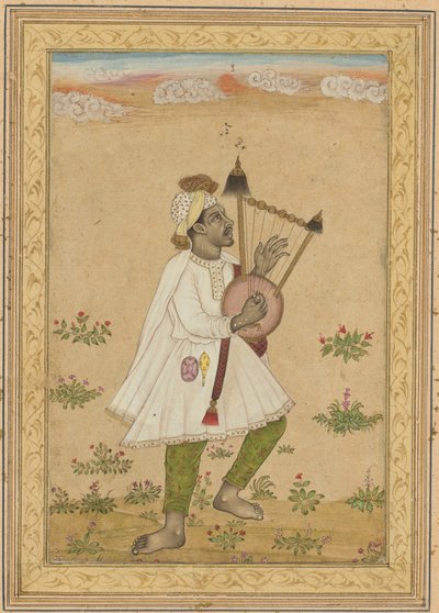 Ein afrikanischer Leierspieler (recto); Kalligraphie (verso) von Unknown artist