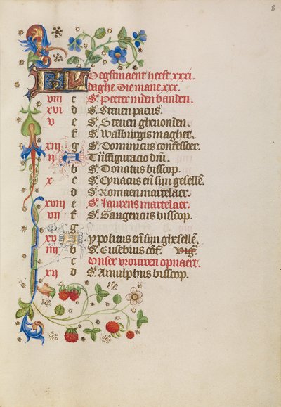 August-Kalenderseite von Unknown artist