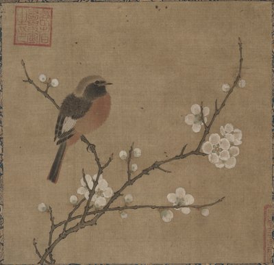 Vogel auf einem blühenden Zweig von Unknown artist