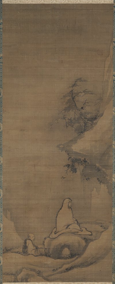 Bodhidharma meditiert vor einer Klippe von Unknown artist