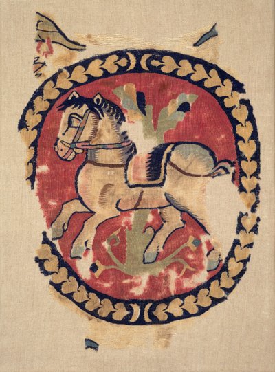Vorhangfragment mit galoppierendem Pferd von Unknown artist