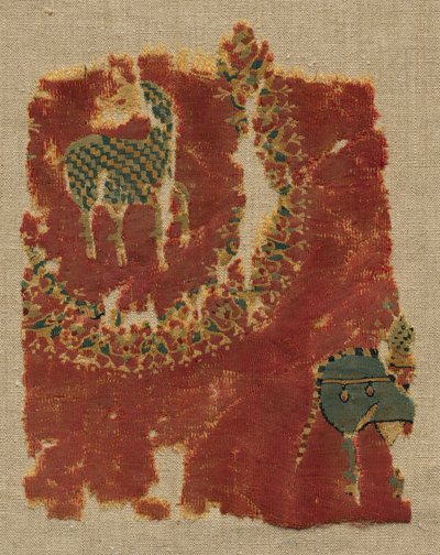 Wandbehang mit Blattmedaillon und Reiter von Unknown artist