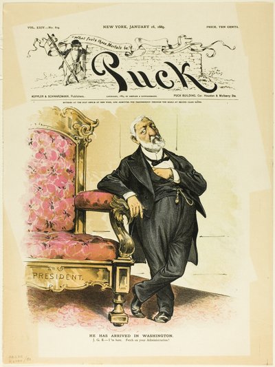 Er ist in Washington angekommen, aus Puck von Unknown artist