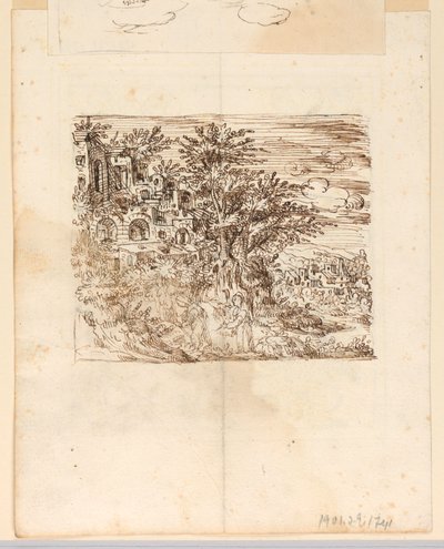Landschaft; verso: Groteskes Design von Unknown artist