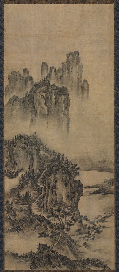 Landschaft mit einem entfernten Tempel von Unknown artist