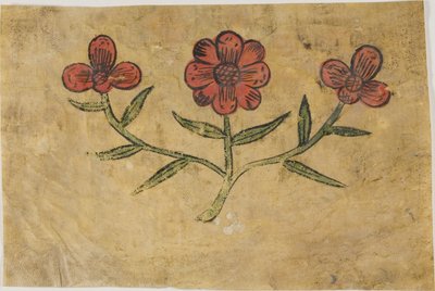 Manuskript-Ausschnitt mit Blumen von Unknown artist