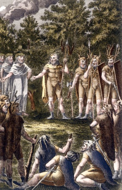 Versammlung der Kelten. 19. Jahrhundert, Gravur von Unknown artist